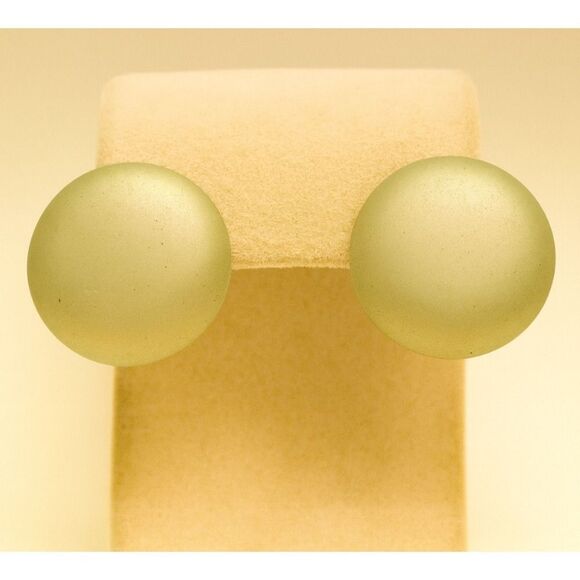 80s Vintage Womens Chunky Round Green Clip On Earrings Chic Minimalist Retro 90s - Picture 1 of 4